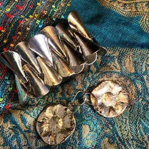 Silver bracelet and earring set